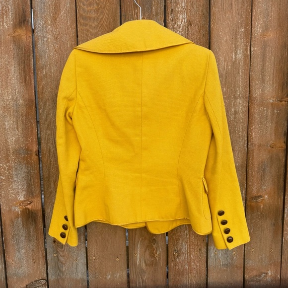 ETCETERA Women’s Yellow Double Breasted Brown Buttons Lined Blazer Jacket Size 4 - Picture 11 of 12
